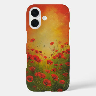 Red Poppies Spring Breeze iPhone 16 Case