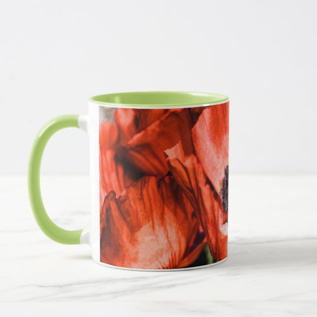 Red Poppies & Stamen Flowers Flora Art Gifts Mug (Left)