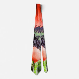 Red Poppies & Stamen Flowers Flora Art Gifts Tie