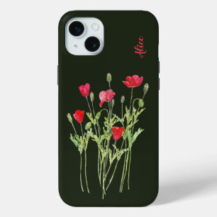 Red poppies summer meadow, wild flowers iPhone 15 mini case