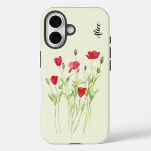 Red poppies summer meadow, wild flowers iPhone 16 case
