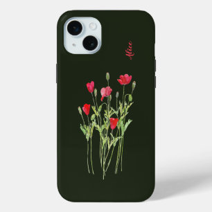 Red poppies summer meadow, wild flowers iPhone 15 plus case