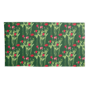 Red poppies summer meadow, wild flowers pillowcase