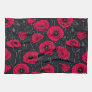 Red Poppies Tea Towel