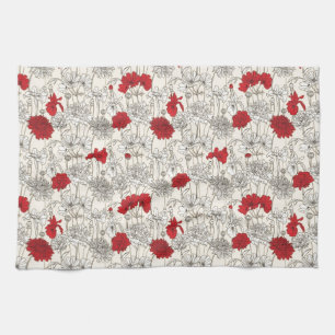 Red Poppies Tea Towel
