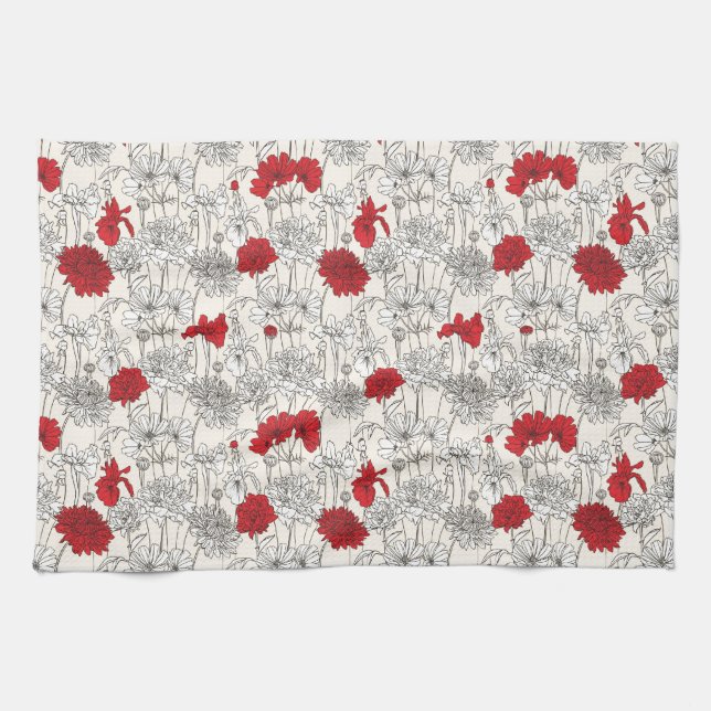 Red Poppies Tea Towel (Horizontal)
