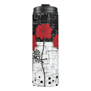 Red poppies thermal tumbler