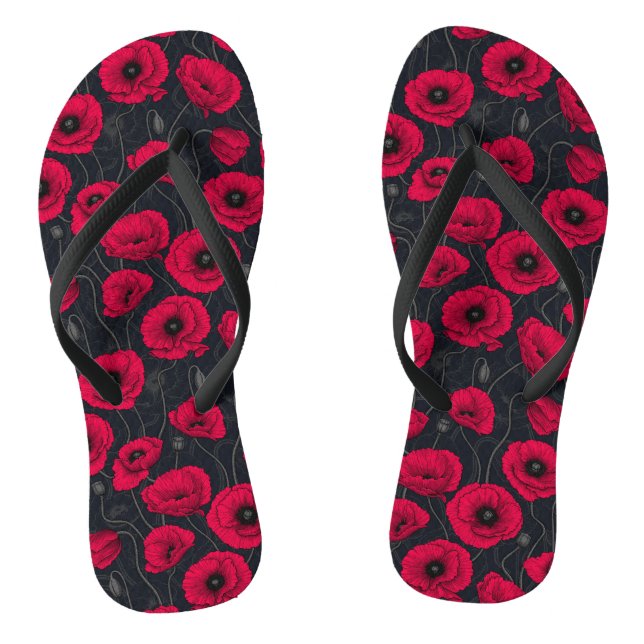 Red Poppies Thongs (Footbed)