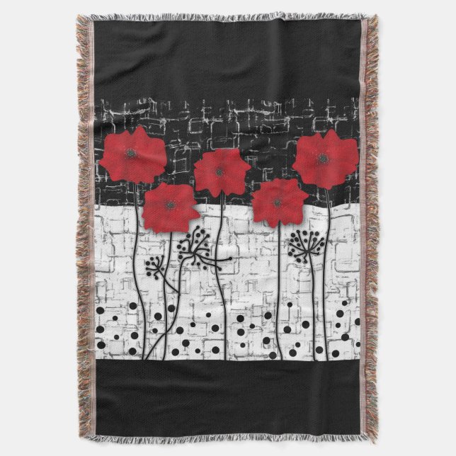 Red poppies throw blanket (Front Vertical)