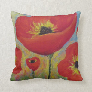 Red Poppies Throw Pillow