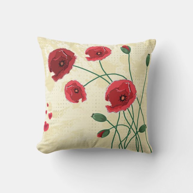red poppies throw pillow (Front)
