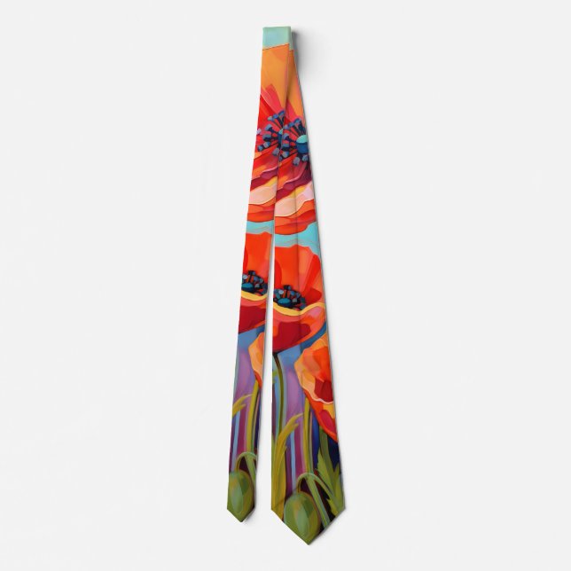 Red poppies tie (Back)