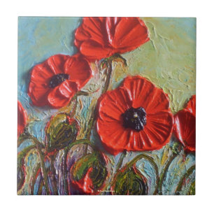 Red Poppies Tile