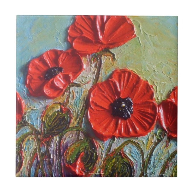 Red Poppies Tile (Front)