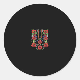 Red Poppies Ukraine Cute Floral Ukrainian Vyshyvan Classic Round Sticker