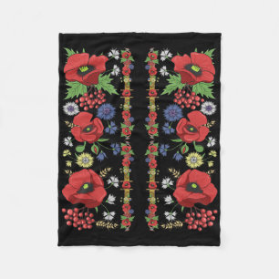 Red Poppies Ukraine Tee Cute Floral Ukrainian Vysh Fleece Blanket
