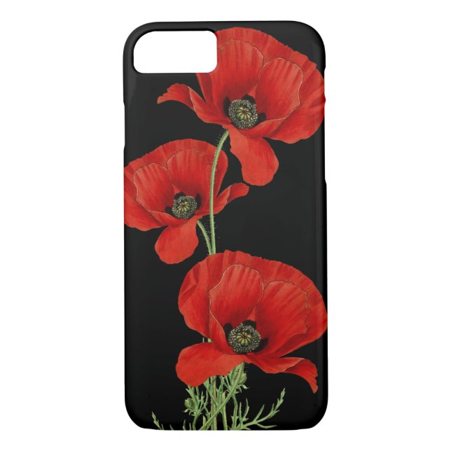 Red Poppies Vintage Botanical Case-Mate iPhone Case (Back)