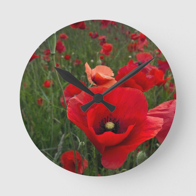 Red Poppies Wall Clock (Front)