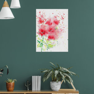 Red Poppies Watercolor Abstract Poster