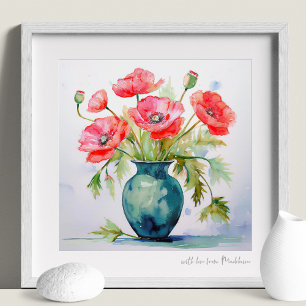 Red Poppies Watercolor Quote Affirmation Print