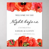 Red poppies watercolor Welcome to the night before