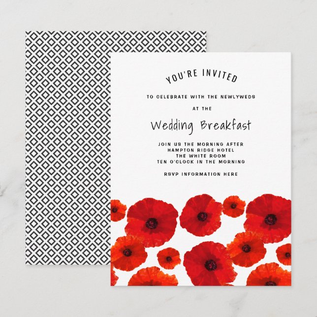 Red Poppies Wedding Breakfast Invitation (Front/Back)