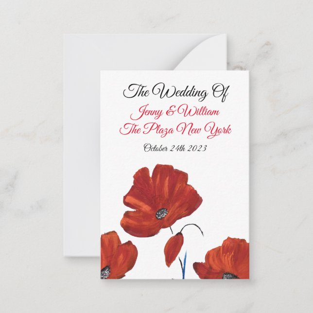 Red Poppies Wedding  Card (Front)