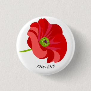 Red poppy 3 cm round badge