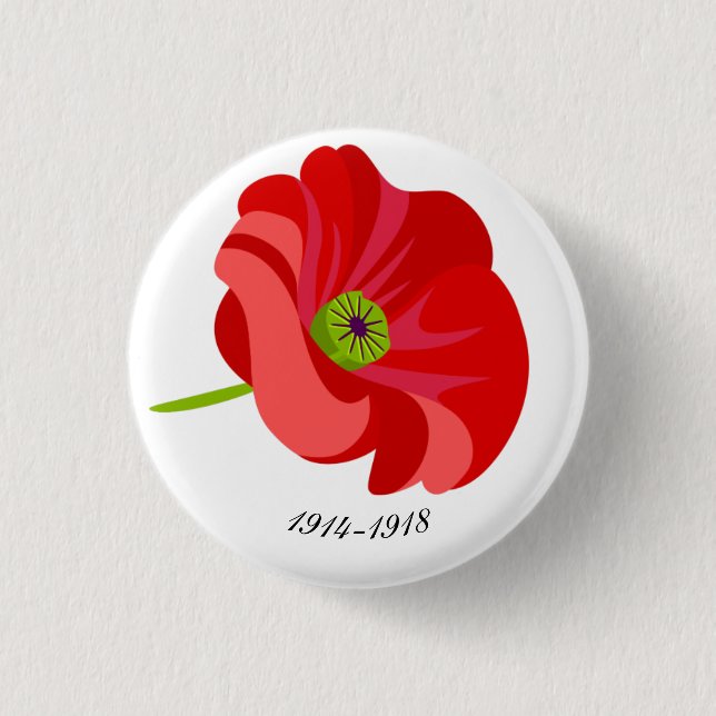 Red poppy 3 cm round badge (Front)