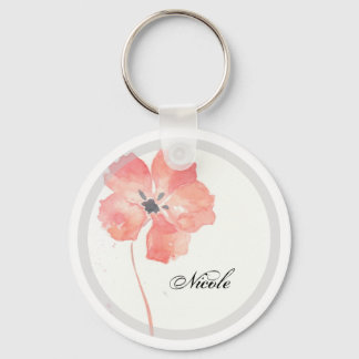 Red Poppy Add Name Keychain