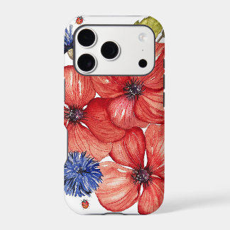 Red Poppy and Blue Cornflower Watercolor