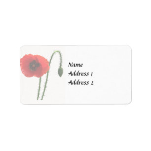 Red Poppy and Bud Wedding Products Label