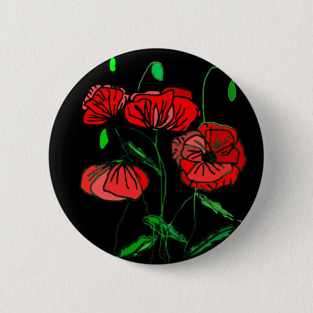 Red Poppy Art - 6 Cm Round Badge (Front)