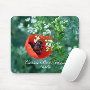 Red Poppy Art Personalised Mouse Pad