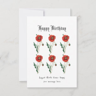 Red poppy August Birth Flower Birthday Card