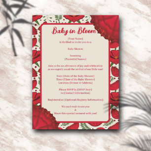 Red Poppy Baby Bloom Shower Invitation Postcard