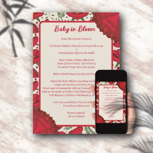 Red Poppy Baby Shower by Distance Invitation