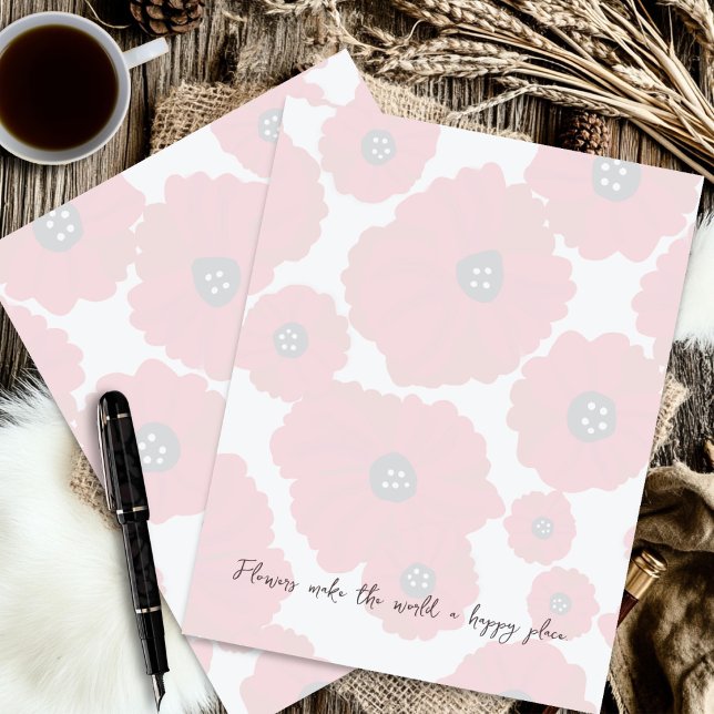 Red Poppy Background Scrapbook Binder Paper Custom Letterhead (Creator Uploaded)