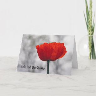Red Poppy Birthday Wish Folded Greeting Card