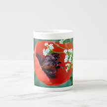 Red Poppy Bloom with Grace Bone China Mug