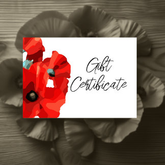 Red Poppy Business Certificate Card