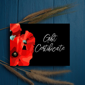 Red Poppy Business Certificate Card