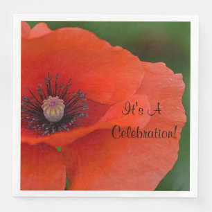 Red Poppy Celebration Napkin