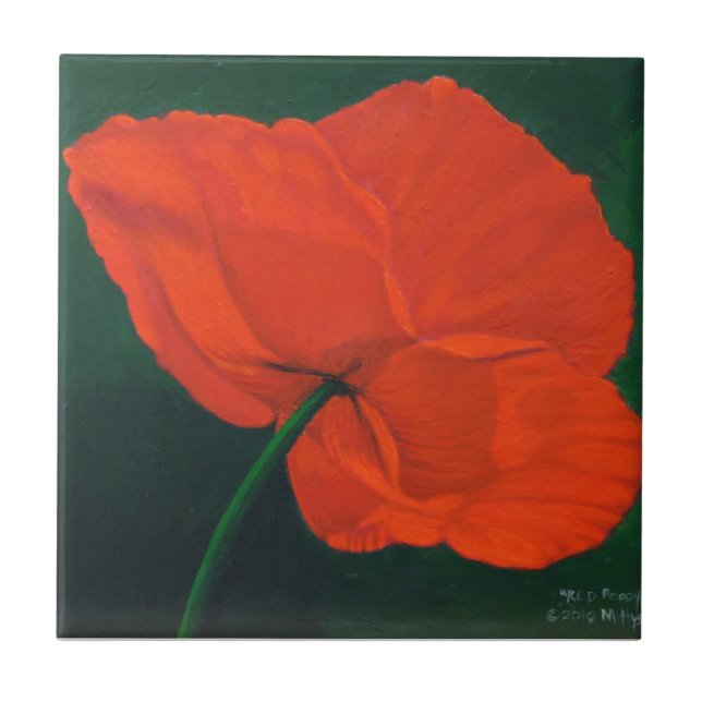 Red Poppy Ceramic Tile (Front)