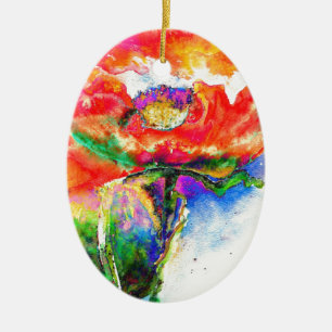 Red Poppy Ceramic Tree Decoration