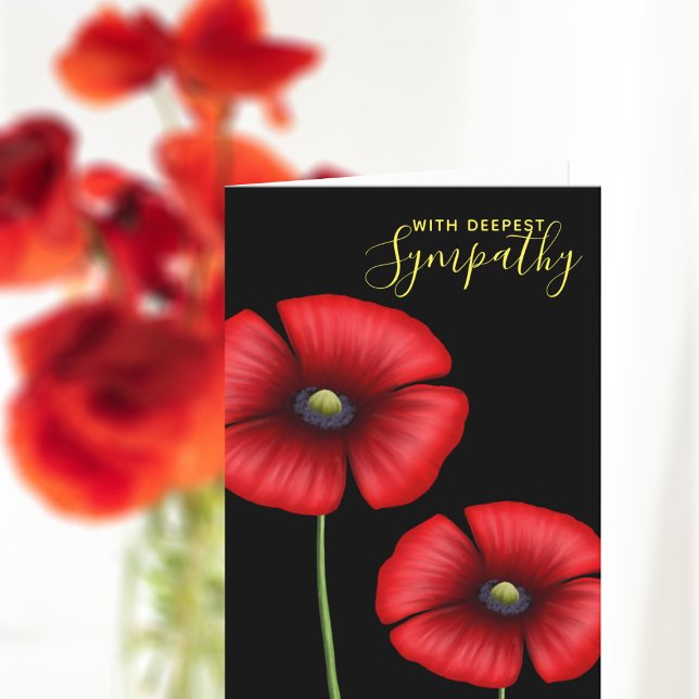 Red Poppy Condolence Sympathy Card (Here's a Poppy sympathy card with space for your condolence message. So sorry for your loss.)
