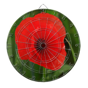 Red poppy dartboard