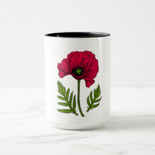 Red poppy drawing 3 mug
