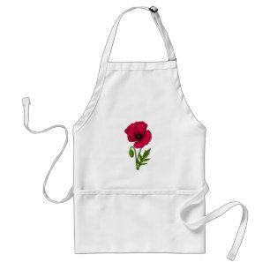 Red poppy drawing standard apron