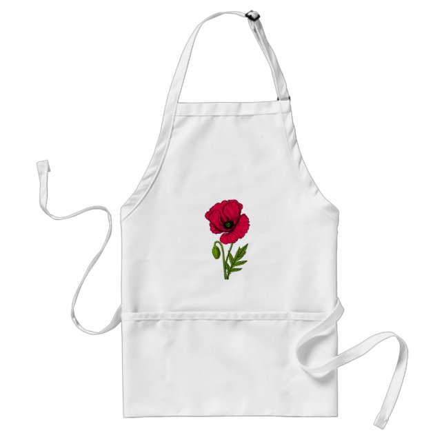 Red poppy drawing standard apron (Front)
